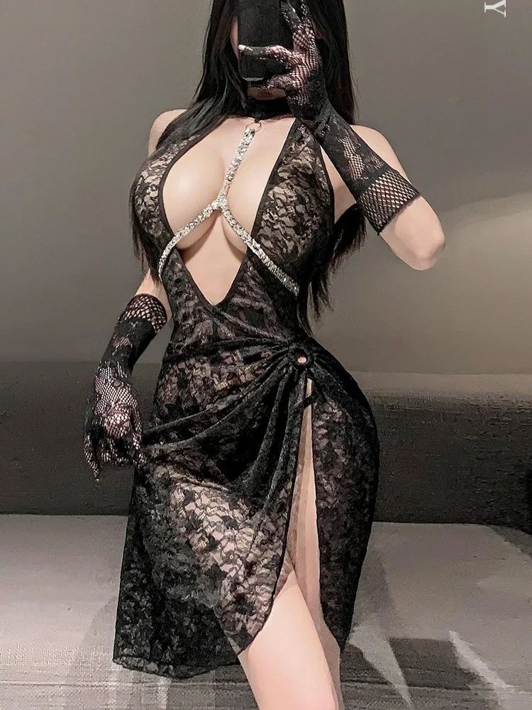 Erotic Full Lace Lingerie Dres - Babydoll Chemise Night ulasan dan harga