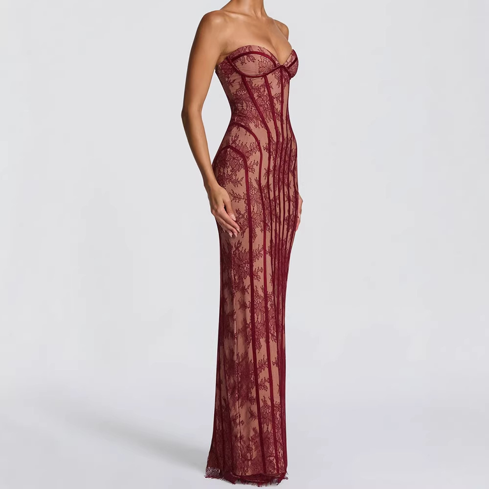 Strapless Bodycon Maxi Dress f - Strapless Bra Backless ulasan dan harga