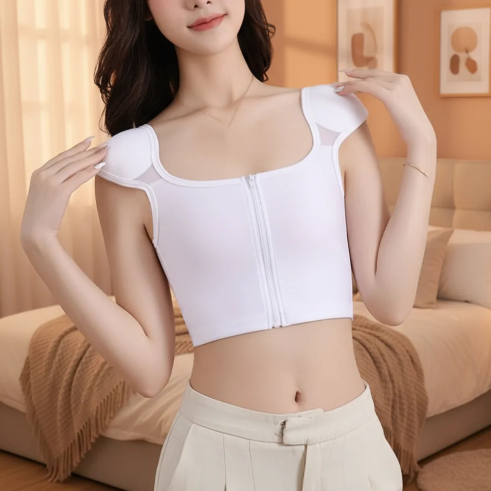Mesh Flat Breast Binder Bustie - Shapewear Bodysuit Firm ulasan dan harga
